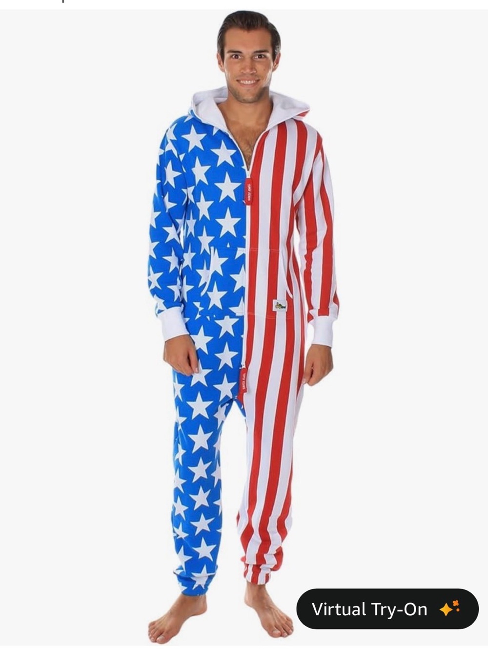 Tipsy Elves Red White Blue American Flag Onesie Medium Cotton